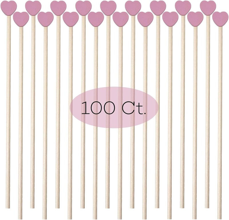 OSSIJAY 100PCS 6inch Rock Candy Sticks Wooden Swizzle Sticks for Lollipop Coffee Appetizer Skewers (Pink) - Image 1